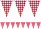 98.4 Feet Large Plastic Red and White Checkered Pennant Banner Gingham Triangle Banner Red and White Banner for Picnic BBQ Birthday Christma
