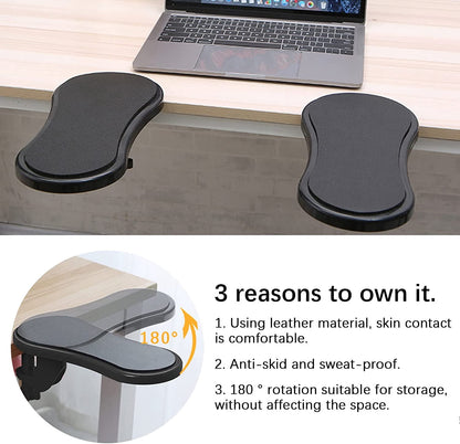 Arm Rest for Desk, Black Desk Extender Ergonomic Arm Support, Adjustable Rotating Computer Arm Support Pad for Table, Office, Chair, Desk (Black)