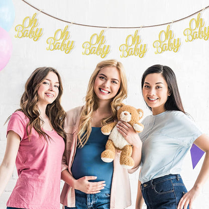 10 Pieces Baby Shower Cutout, Baby Table Centerpiece, Glitter Gender Reveal Party Decoration, Baby Shower Table Decoration with Rope for Hom