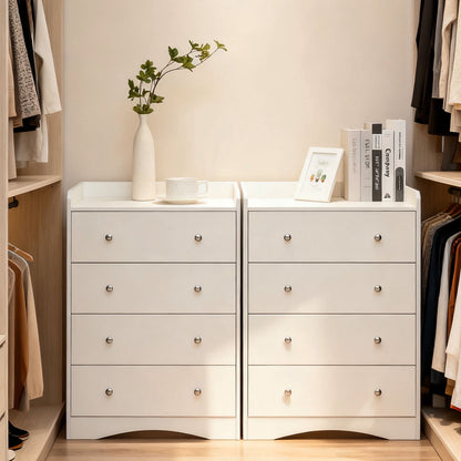 Yeulluey White Dresser, 4 Drawer Dressers Chest of Drawers, Modern Tall Dresser, Wood Drawer Chest Storage Cabinet for Living Room, Hallway, Entryway, Home Office, Ivory White