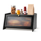 Black Bread Box for Kitchen Countertop, Yeulluey Bamboo Bread Box Bread Storage Container for Homemade Bread, Large Bread Bin with Window and Air Vents to Keep Fresh Bread