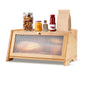 Black Bread Box for Kitchen Countertop, Yeulluey Bamboo Bread Box Bread Storage Container for Homemade Bread, Large Bread Bin with Window and Air Vents to Keep Fresh Bread