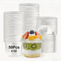 LIOUCBD 50 Pcs 8 OZ Disposable Plastic Cups with Dome Lids,Clear Dessert Cup,Mini Parfait Appetizer Containers for Ice Cream,Cake,Fruit,Pudding,Jello Shot,Drink,Yogurt,Soups,Salad,Snacks