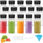 LIOUCBD Pack of 15 Small Bottles for Filling 60 ml Ginger Shot Bottles for Filling Plastic Bottles Juice Bottles Mini Empty Smoothie Bottles Transparent with Funnel Brush for Ginger Juicer