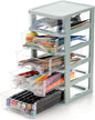 QUMENEY Desktop Drawer, Clear 5-Drawer Desktop Storage Unit, Small Organizer Box Storage Container Case, Frame with Clear Drawers, Drawer Un