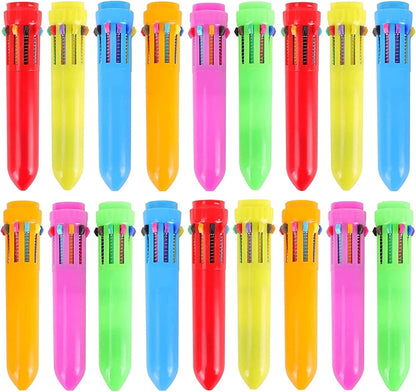 RETON 18 Pack Multicolor Ballpoint Pen, 10-in-1 Shuttle Pens, Retractable Multicolor Pens for Office Home Supplies Gift