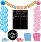 Baby Gender Reveal Decoration Set, Gender Reveal Party Poster Games with 54 Boy or Girl Voting Stickers, 26 Gender Reveal Party Supplies with Black, Pink, Blue Balloon, Baby Shower Banner