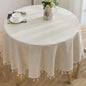 STONCEL Round Tablecloth 60 Inch, Cotton Linen Table Cloths with Tassel, Boho Table Cover for Kitchen Dining Room Tabletop Decorations Farmhouse Coffee Picnics, Suit for Round 30-48" Table, Beige