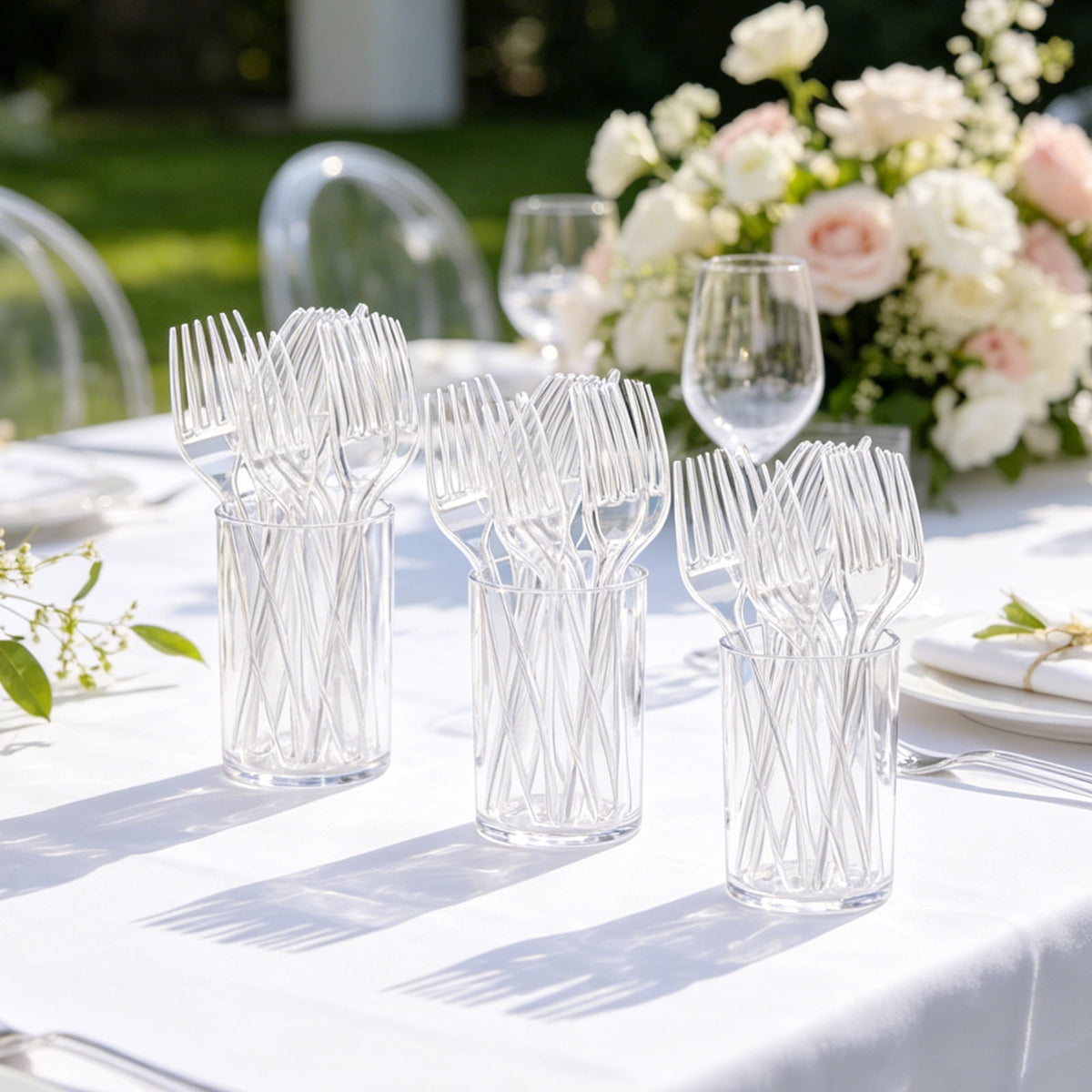 CareLoom 100 Count Extra Heavy Duty Clear Plastic Forks Disposable, BPA-Free, Heat Resistant, Solid and Durable Disposable Forks Bulk, Premium Plastic Forks heavy duty for Party Supply