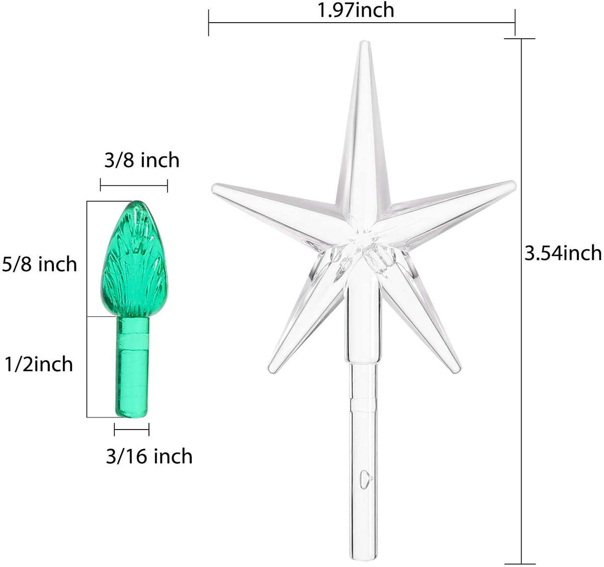 QUMENEY 151 Pcs Ceramic Christmas Tree Replacement Lights, Multi Color Medium Plastic Light Up Twist/Bulbs and 1 Piece Ceramic Tree Star Orn