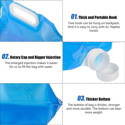STONCEL 3PCS Collapsible Plastic Water Container, BPA Free Portable Water Storage Bag, Folding Car Water Carrier Tank for Outdoor Sports, Hiking, Camping Picnic, Travel BBQ (5L*2/10L*1)