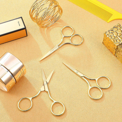 3 Pack Small Nose Scissors Facial Hair Scissors Mini Beauty Scissors Stainless Steel Trimming Pointed Scissor for Grooming Eyebrows, Nose, M