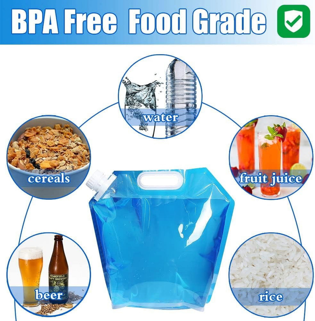 STONCEL 3PCS Collapsible Plastic Water Container, BPA Free Portable Water Storage Bag, Folding Car Water Carrier Tank for Outdoor Sports, Hiking, Camping Picnic, Travel BBQ (5L*2/10L*1)