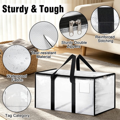 8 Pack Extra Large Heavy Duty Moving Bags, Storage Bags with Strong Zippers & Handles Bags for Moving Ideal Storage Tote for Clothes Packing, Dorms Supplies