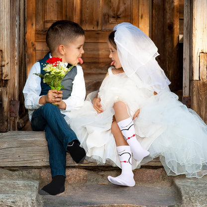2 Pairs Wedding Socks, Groom and Bride Crew Socks, Novelty Socks, Engaged Socks Couple, Matching Wedding Socks for Engagement Party Couples