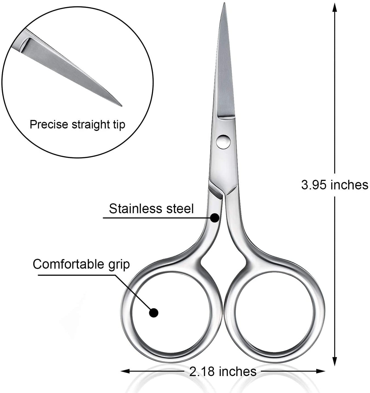3 Pack Small Nose Scissors Facial Hair Scissors Mini Beauty Scissors Stainless Steel Trimming Pointed Scissor for Grooming Eyebrows, Nose, M
