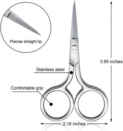 3 Pack Small Nose Scissors Facial Hair Scissors Mini Beauty Scissors Stainless Steel Trimming Pointed Scissor for Grooming Eyebrows, Nose, M