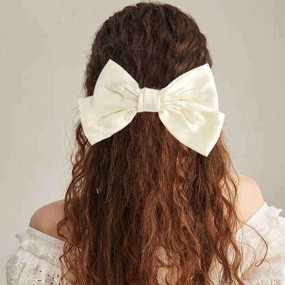 8Pcs Big Bow Hair Clips, French Barrette with Long Silky Satin Ribbon, Solid Color Large Hair Bow Pins Bowknot Hair Slides Accessories for Women Girls Lolita Party Mother's Day Gift