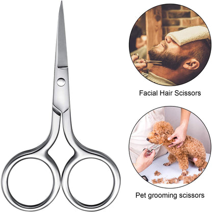 3 Pack Small Nose Scissors Facial Hair Scissors Mini Beauty Scissors Stainless Steel Trimming Pointed Scissor for Grooming Eyebrows, Nose, M