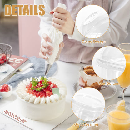 LIOUCBD 50 Pcs 8 OZ Disposable Plastic Cups with Dome Lids,Clear Dessert Cup,Mini Parfait Appetizer Containers for Ice Cream,Cake,Fruit,Pudding,Jello Shot,Drink,Yogurt,Soups,Salad,Snacks
